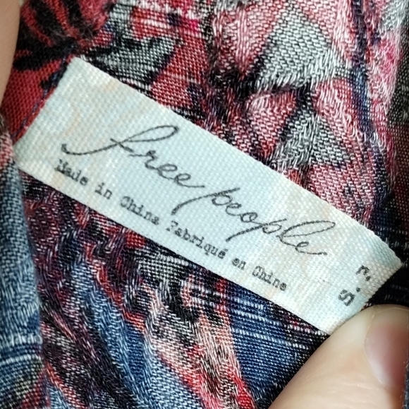 Free People Trapeze Mini Dress Red Blue size Small - Picture 5 of 7